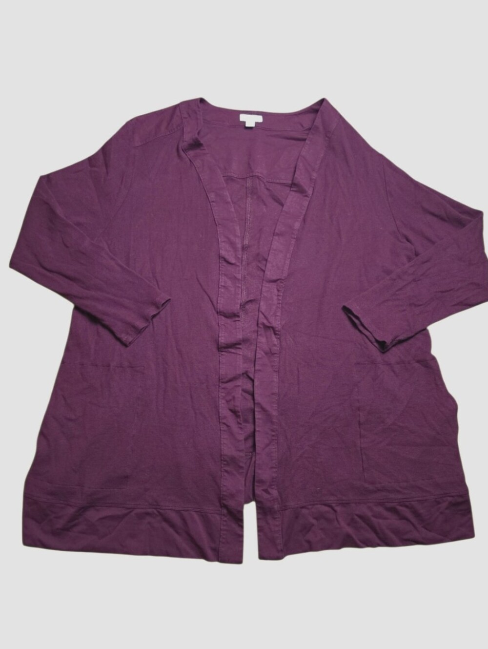 J.JILL | Burgundy Wine Cotton Modal Open Front Pocket Cardigan | 3X - Picture 2 of 7